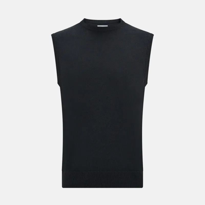 Dark Green Cashmere Round Neck Vest sold by Turnbull & Asser