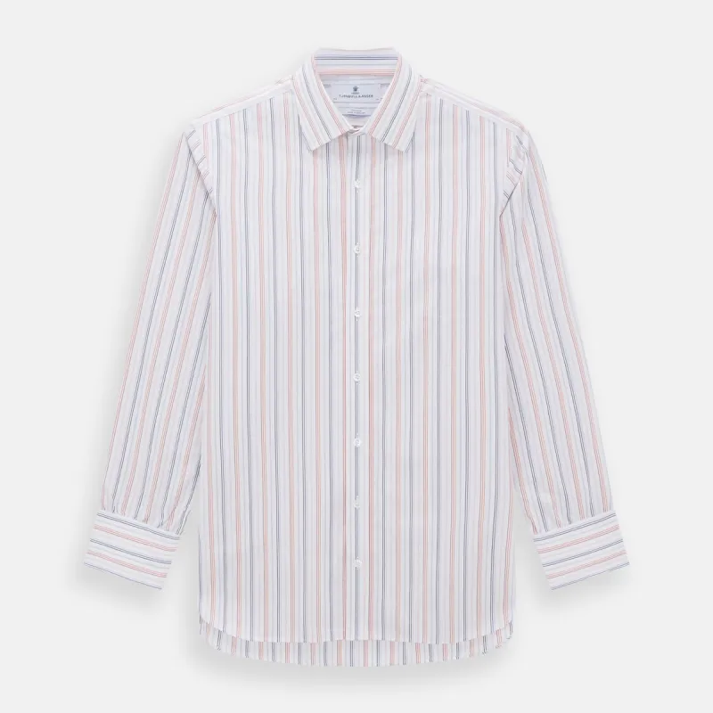 Orange and Blue Multi Stripe Mayfair Shirt sold by Turnbull & Asser