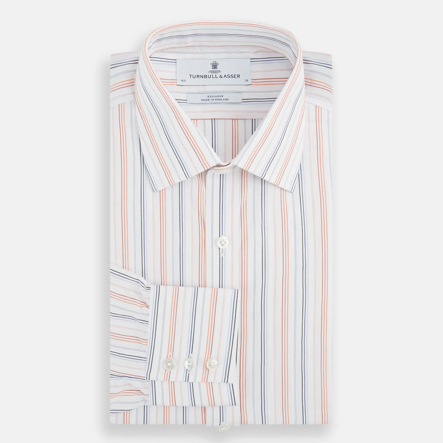 Orange and Blue Multi Stripe Mayfair Shirt sold by Turnbull & Asser product image thumbnail 4