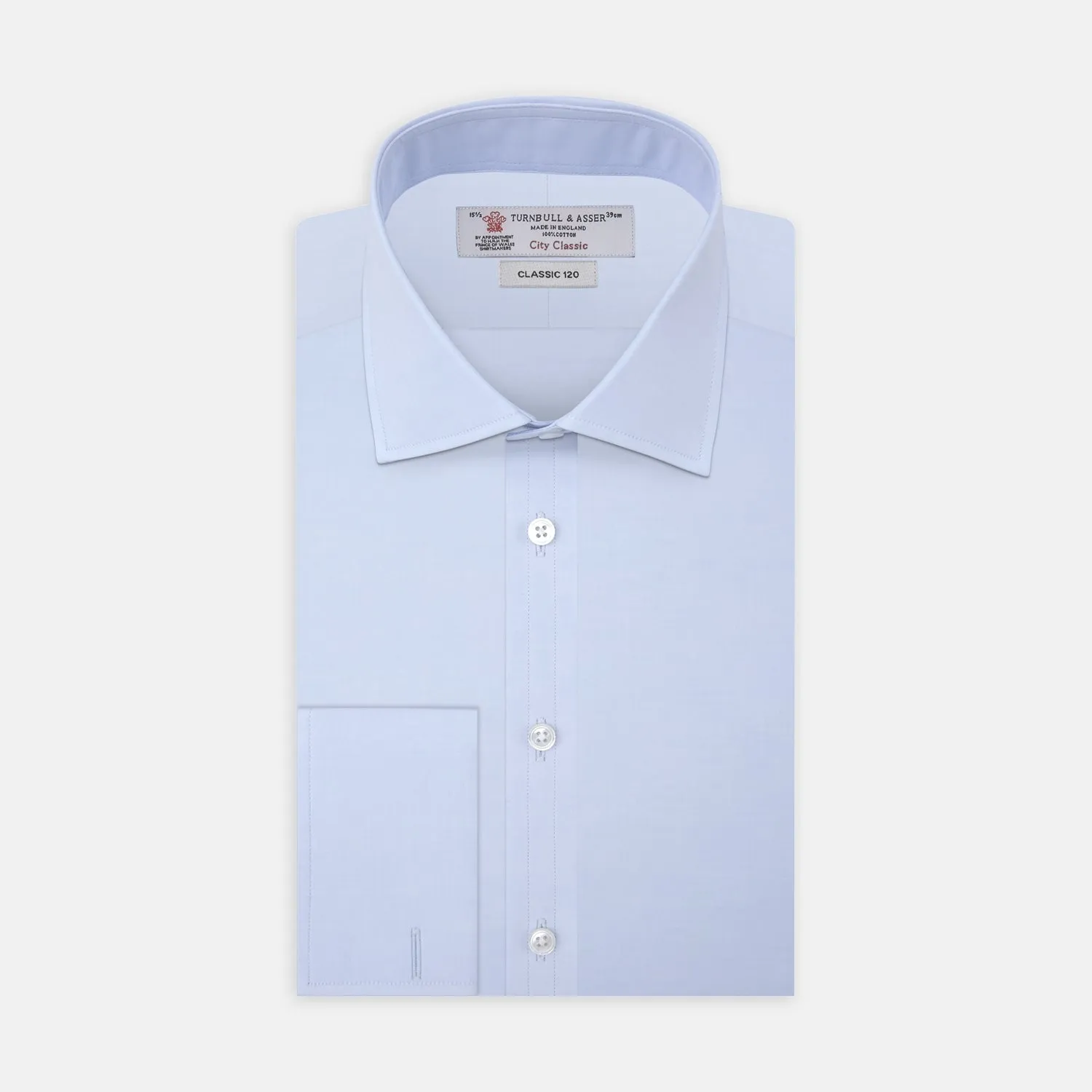 Two-Fold 120 Light Blue Shirt with Regent Collar and Double Cuffs sold by Turnbull & Asser