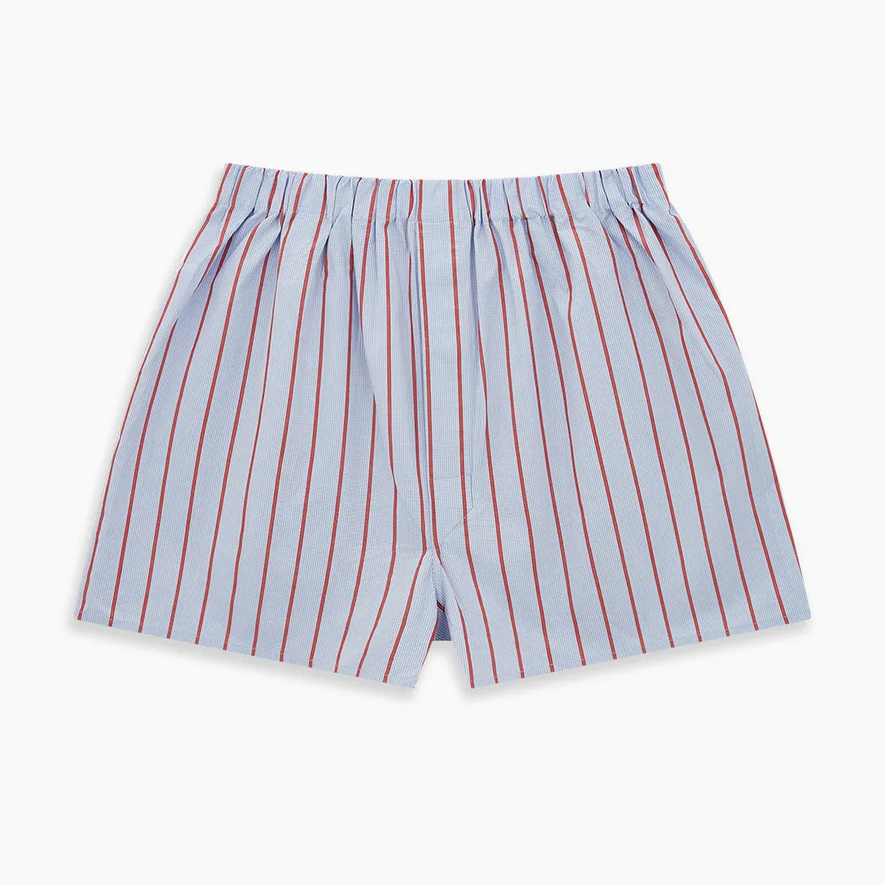Pale Blue And Red Pinstripe Godfrey Boxer Shorts sold by Turnbull & Asser product image thumbnail 3