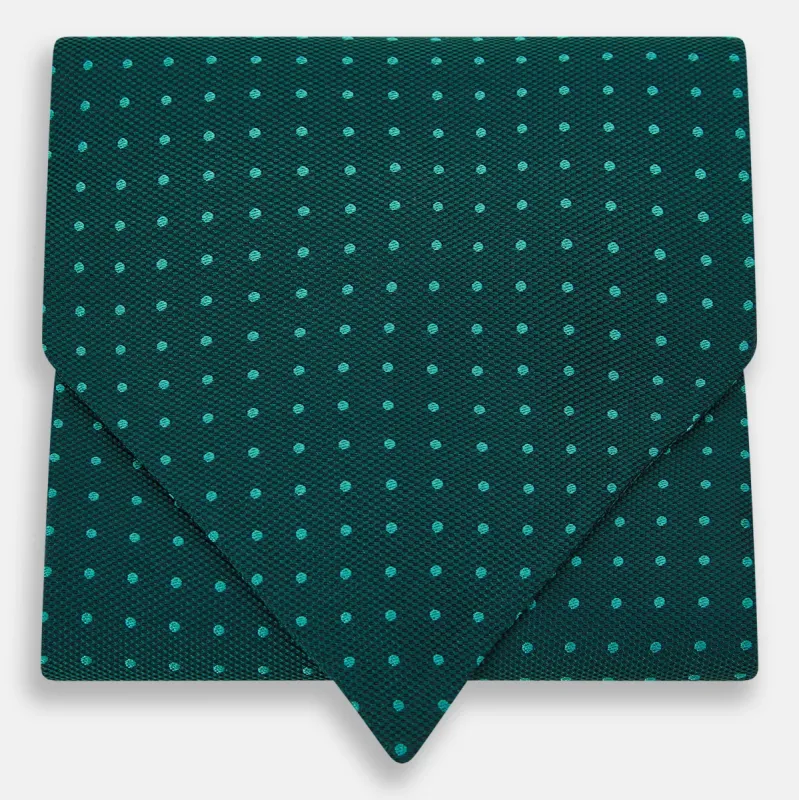 Turquoise and Forest Green Micro Dot Silk Cravat made by Turnbull & Asser