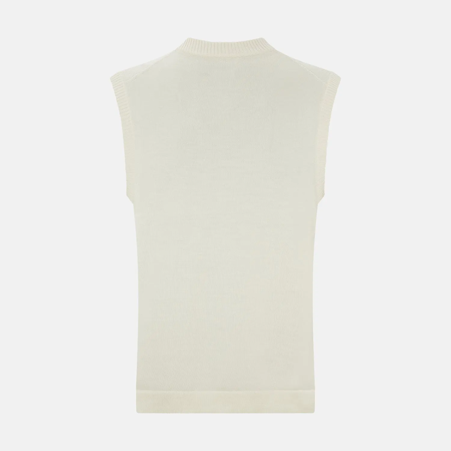Ecru Fine Merino V-Neck Vest sold by Turnbull & Asser product image thumbnail 3