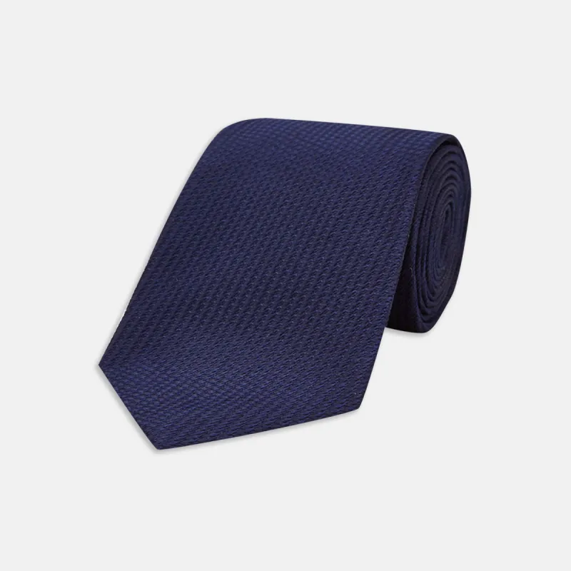 Navy Lace Silk Tie sold by Turnbull & Asser