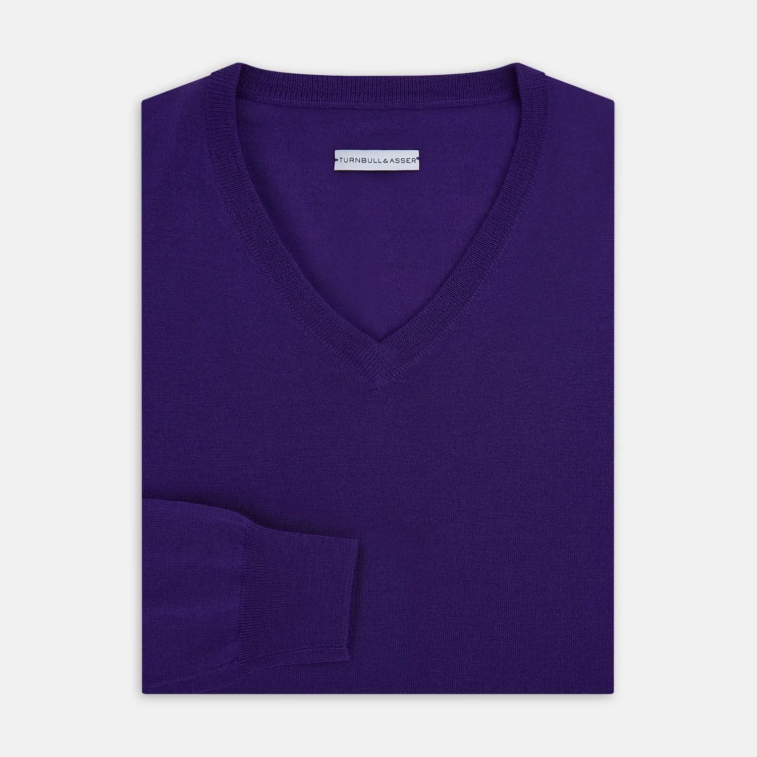Purple Merino V-Neck Jumper sold by Turnbull & Asser product image thumbnail 4