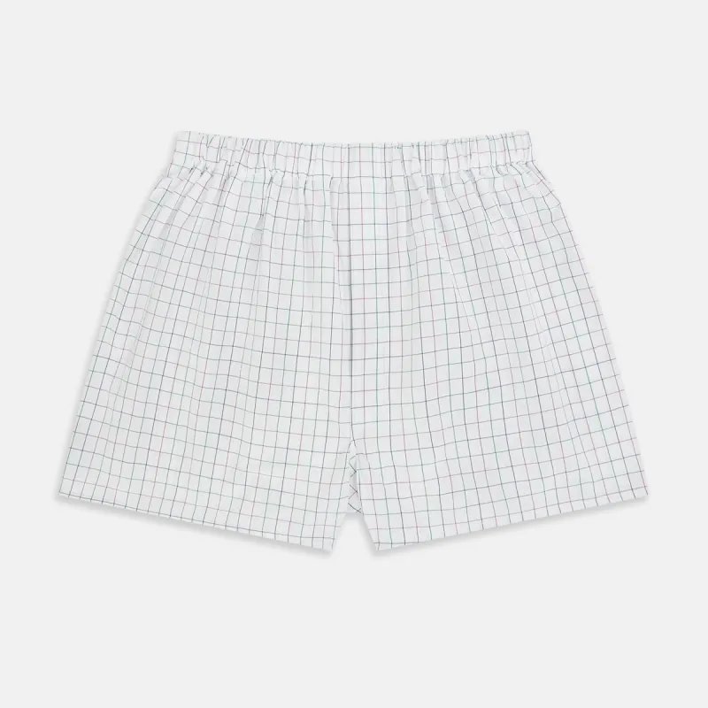 Pink Grid Check Godfrey Boxer Shorts sold by Turnbull & Asser