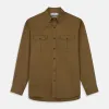 Khaki Cotton Weekend Fit Western Shirt with Dorset Collar sold by Turnbull & Asser
