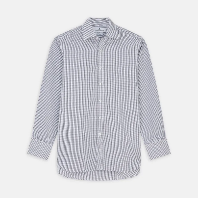 Navy Check Cotton Regular Fit Mayfair Shirt sold by Turnbull & Asser