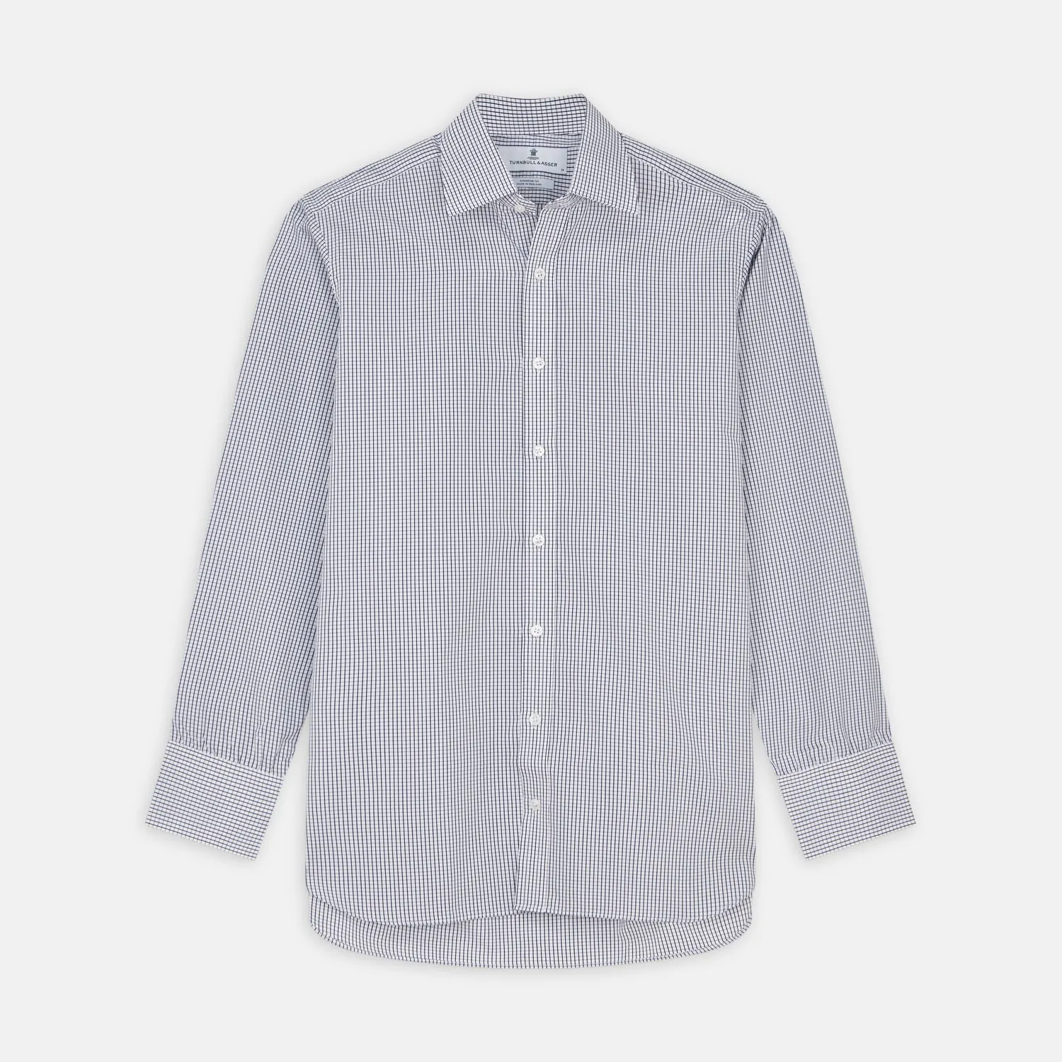 Navy Check Cotton Regular Fit Mayfair Shirt sold by Turnbull & Asser