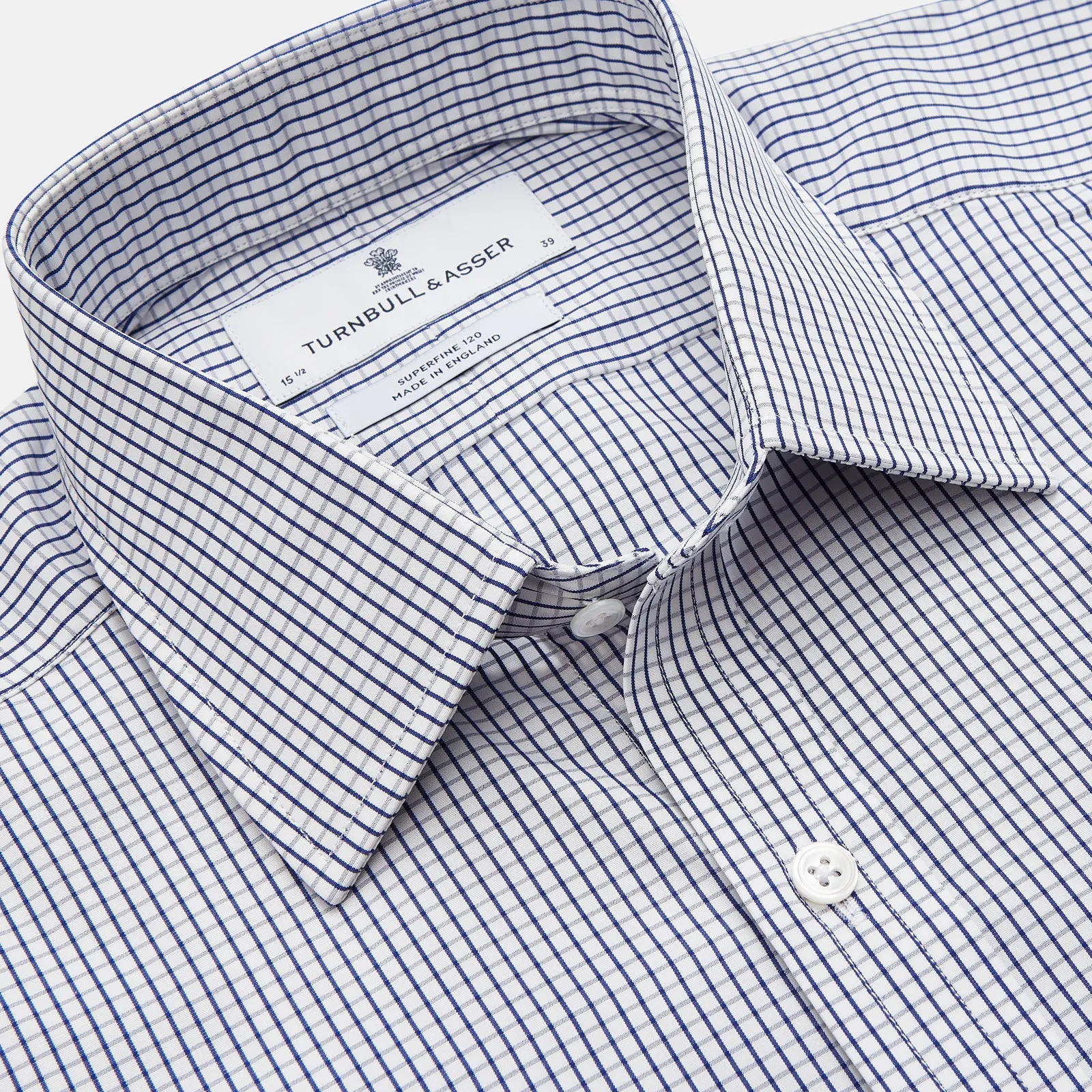 Navy Check Cotton Regular Fit Mayfair Shirt sold by Turnbull & Asser product image thumbnail 3