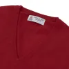 Deep Red V-Neck Cashmere Jumper sold by Turnbull & Asser