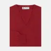 Deep Red V-Neck Cashmere Jumper sold by Turnbull & Asser