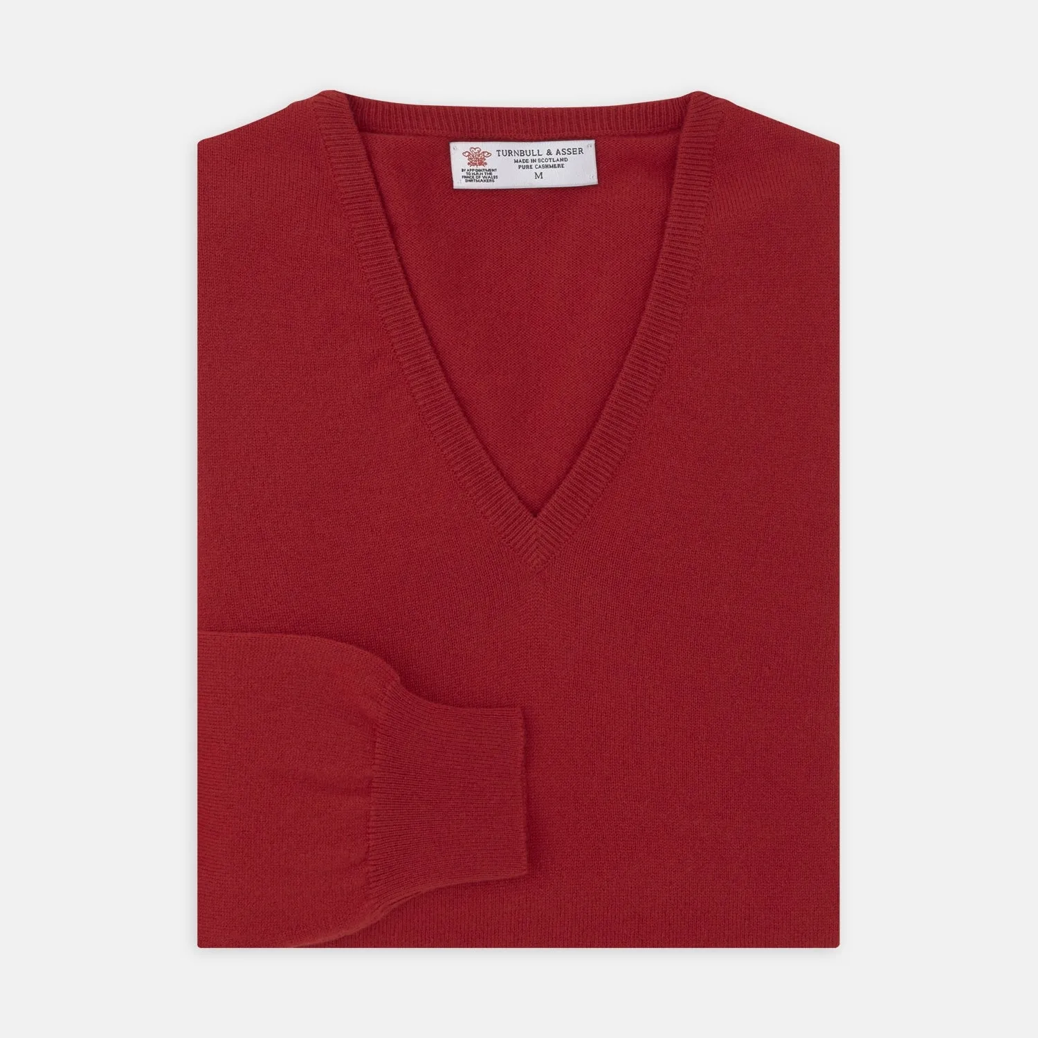 Deep Red V-Neck Cashmere Jumper sold by Turnbull & Asser