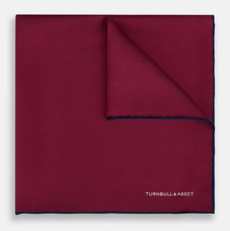 Mauve Piped Silk Pocket Square sold by Turnbull & Asser