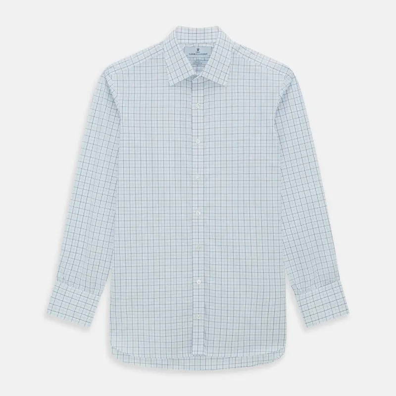 Blue Overlay Grid Check Mayfair Shirt sold by Turnbull & Asser