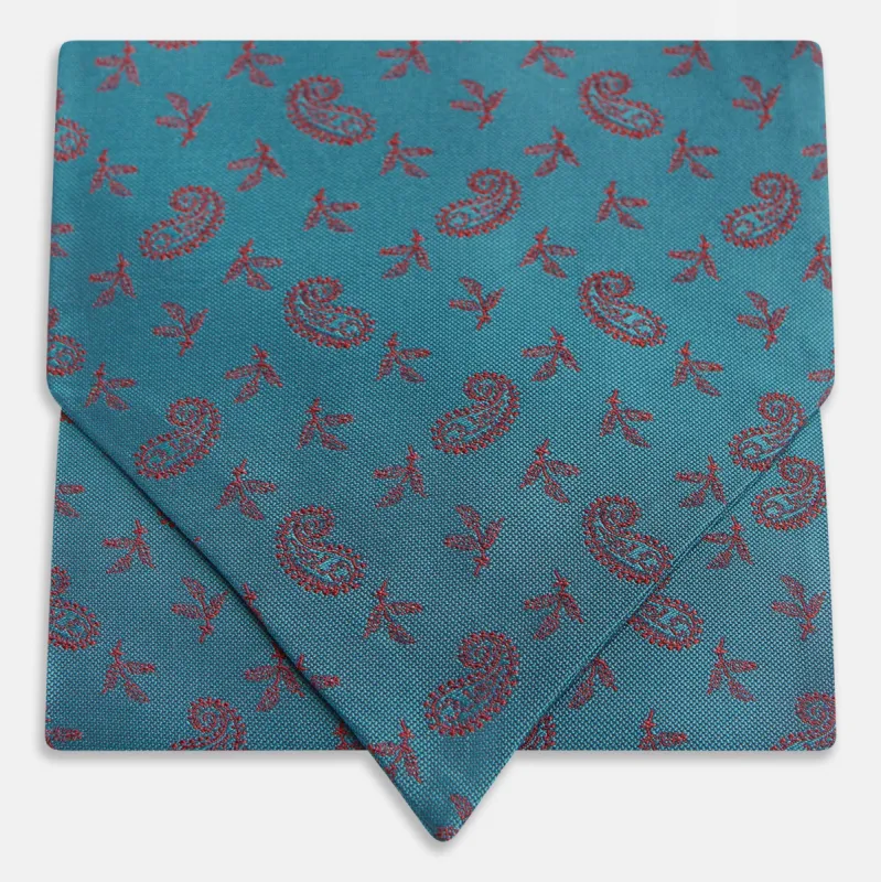 Teal Paisley Silk Cravat sold by Turnbull & Asser