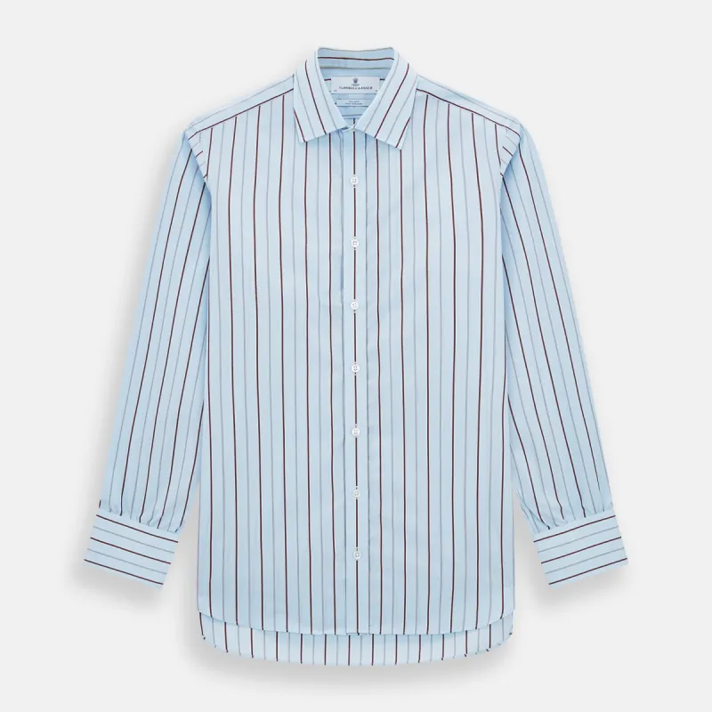 Burgundy Wide Pinstripe Mayfair Shirt sold by Turnbull & Asser