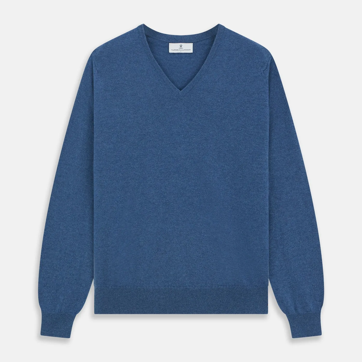 Blue V-Neck Cashmere Jumper sold by Turnbull & Asser