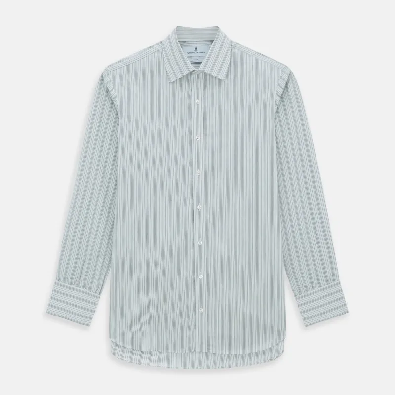 Grey Fine Track Stripe Mayfair Shirt sold by Turnbull & Asser