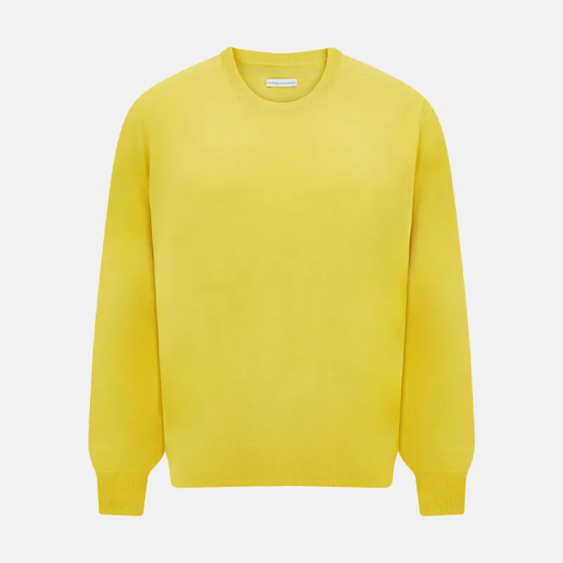 Canary Yellow Merino Round Neck Jumper sold by Turnbull & Asser