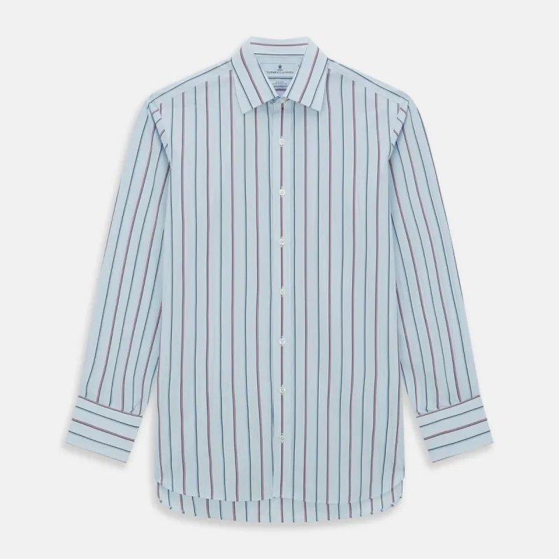 Blue and Pink Shadow Stripe Mayfair Shirt sold by Turnbull & Asser