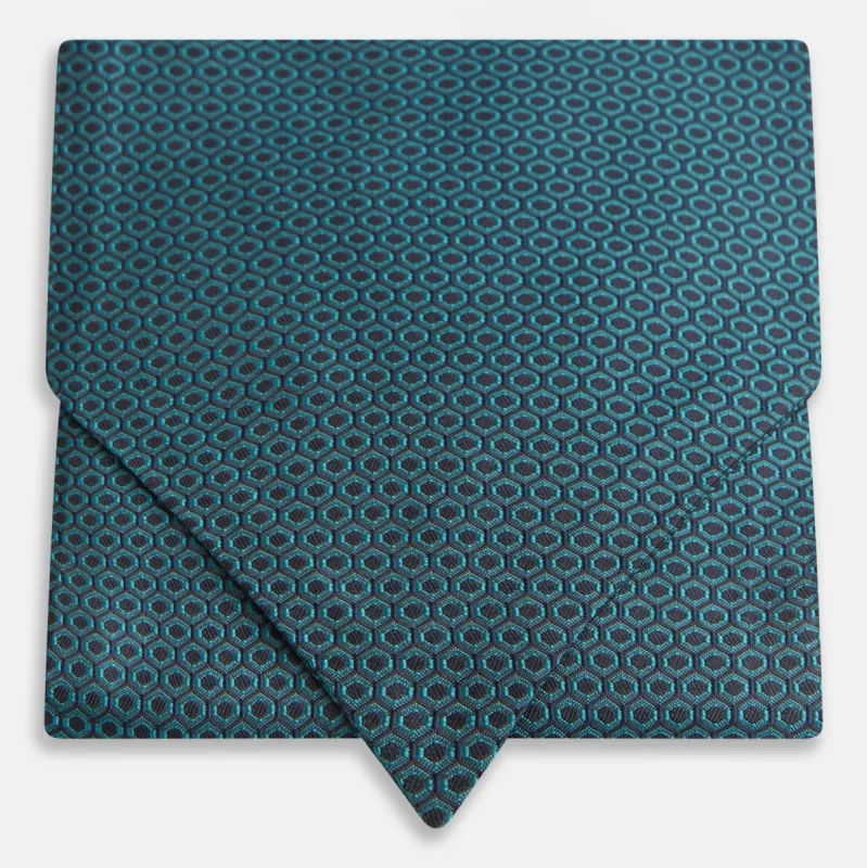 Turquoise Micro Hexagon Cravat sold by Turnbull & Asser