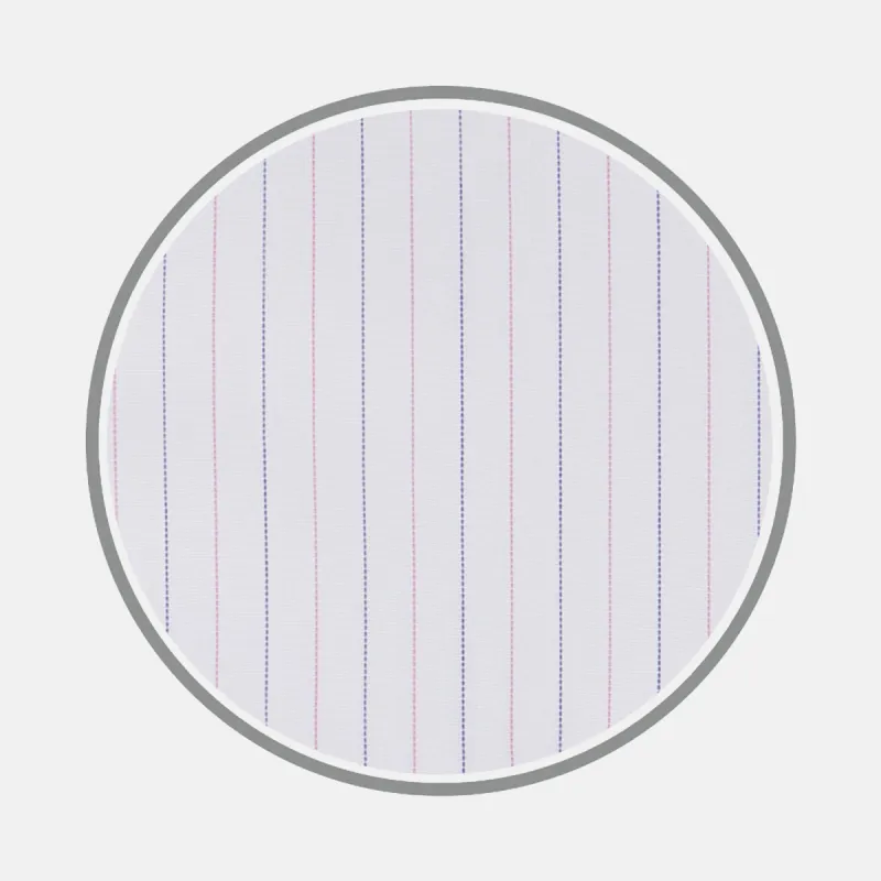 Pink and Navy Hairline Stripe Sea Island Quality Cotton Fabric sold by Turnbull & Asser