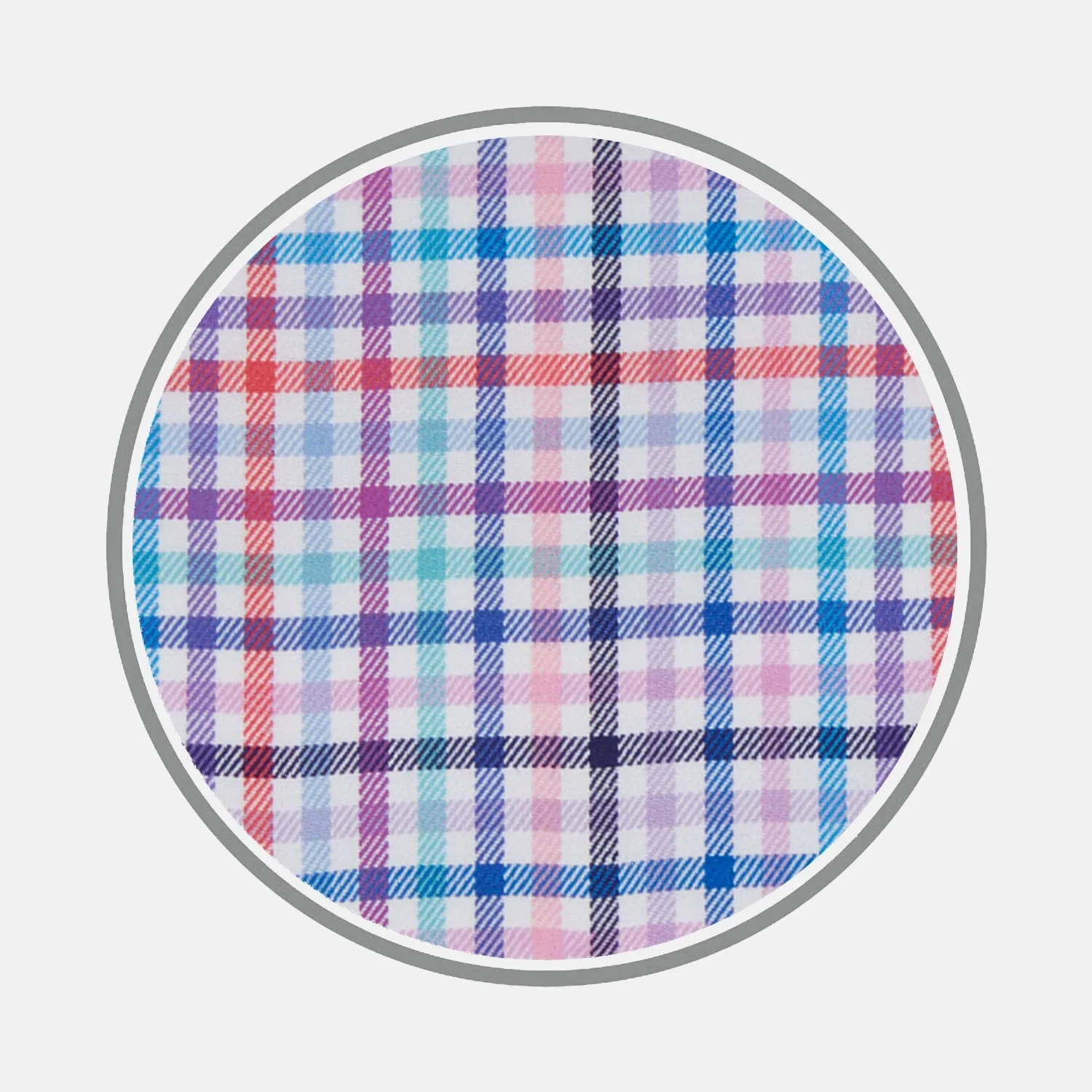 Blue, Pink and Red Graph Check Cotton Fabric sold by Turnbull & Asser