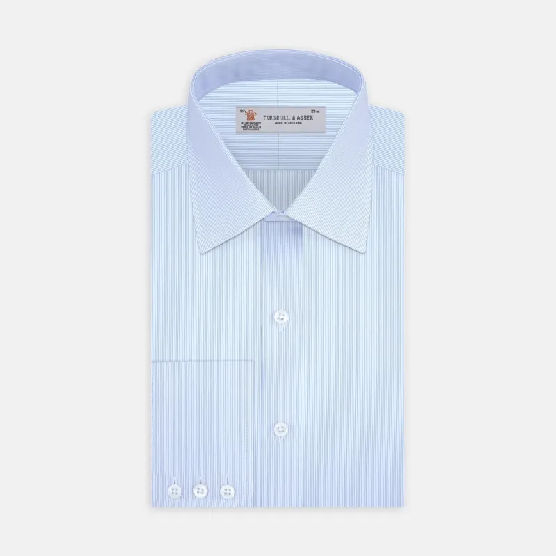 Blue Hairline Stripe Shirt with T&A Collar and Double Cuffs sold by Turnbull & Asser