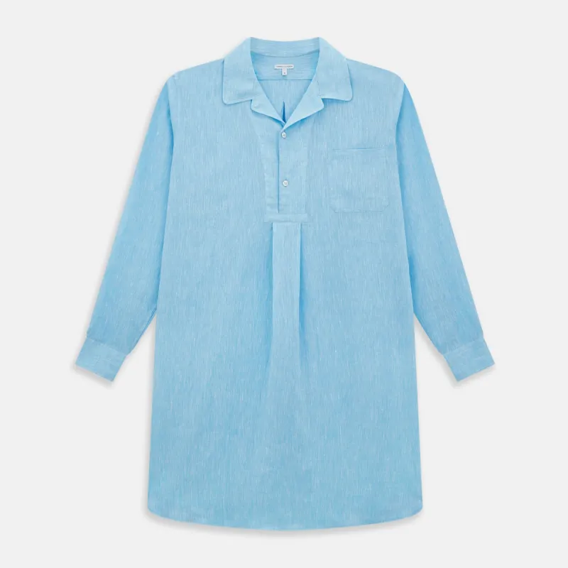 Turquoise Linen Nightshirt sold by Turnbull & Asser