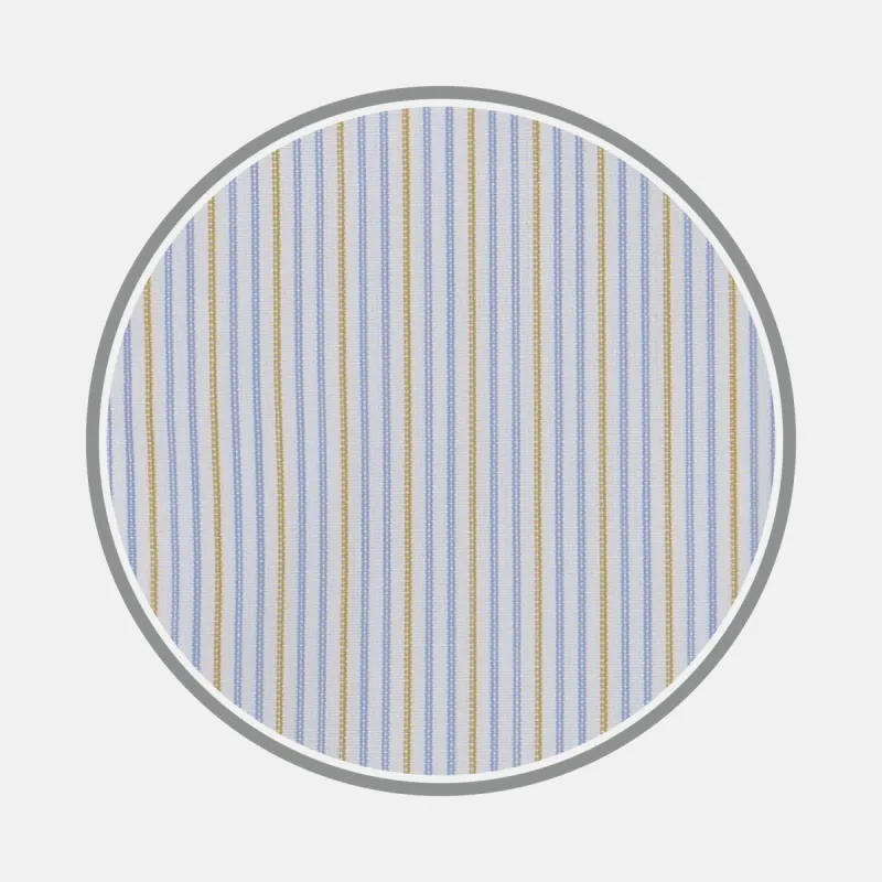 Yellow and Navy Supraluxe Stripe Fabric sold by Turnbull & Asser