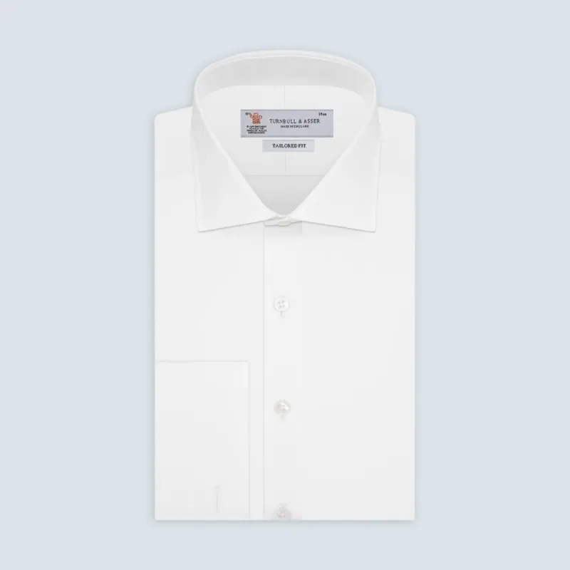 Tailored Fit Two-Fold 120 White Cotton Shirt with Kent Collar and Double Cuffs sold by Turnbull & Asser