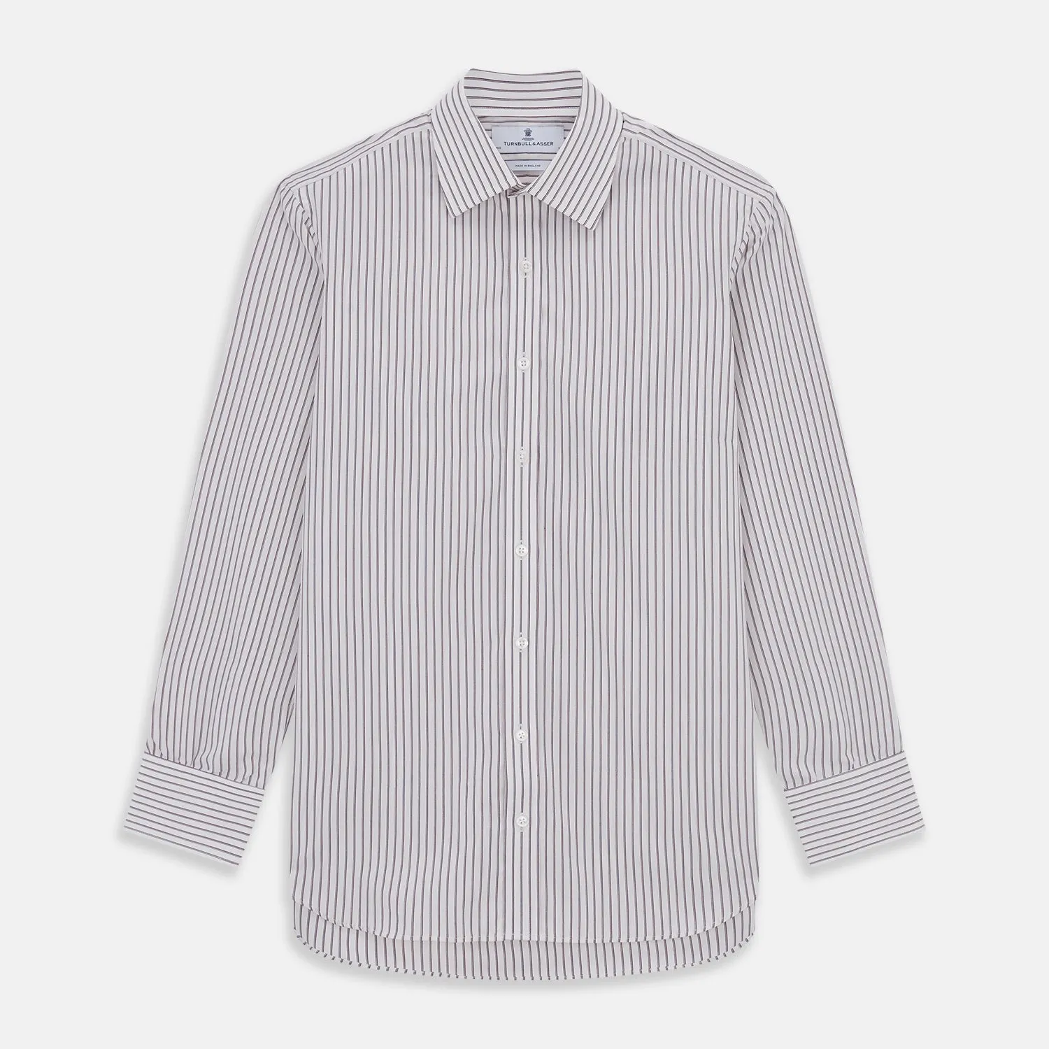 Purple Track Stripe Mayfair Shirt sold by Turnbull & Asser