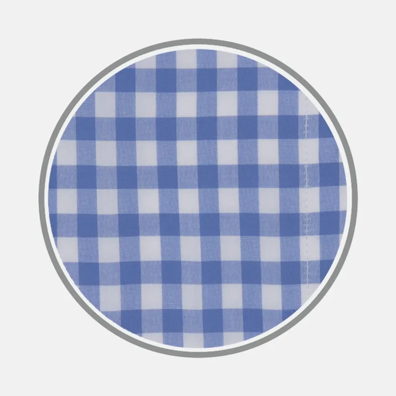 Blue Wide Gingham Check Cotton Fabric sold by Turnbull & Asser