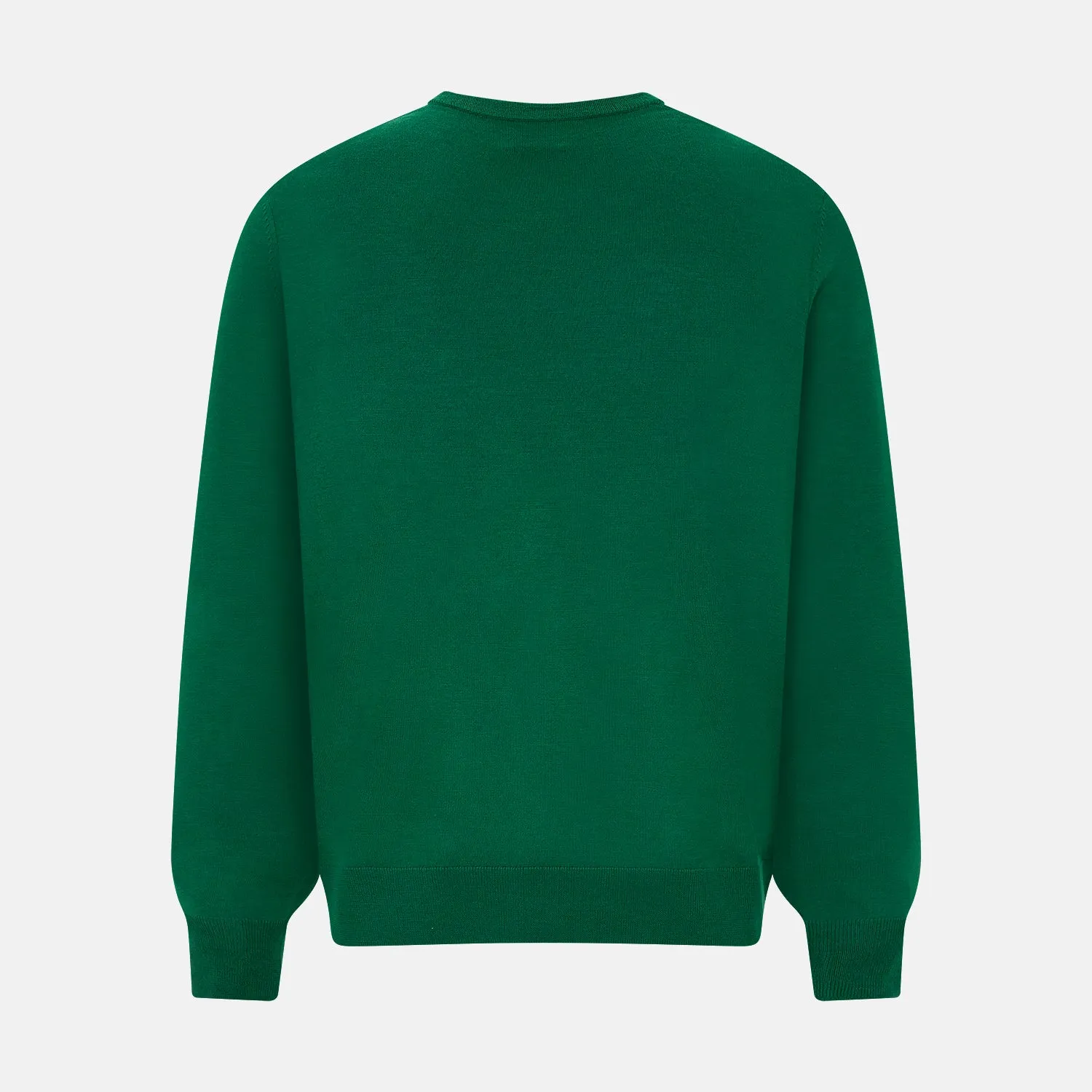 Hunter Green Fine Merino V-Neck Jumper sold by Turnbull & Asser product image thumbnail 3
