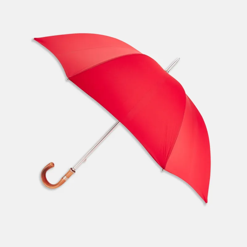 Red Umbrella with Chestnut Crook sold by Turnbull & Asser