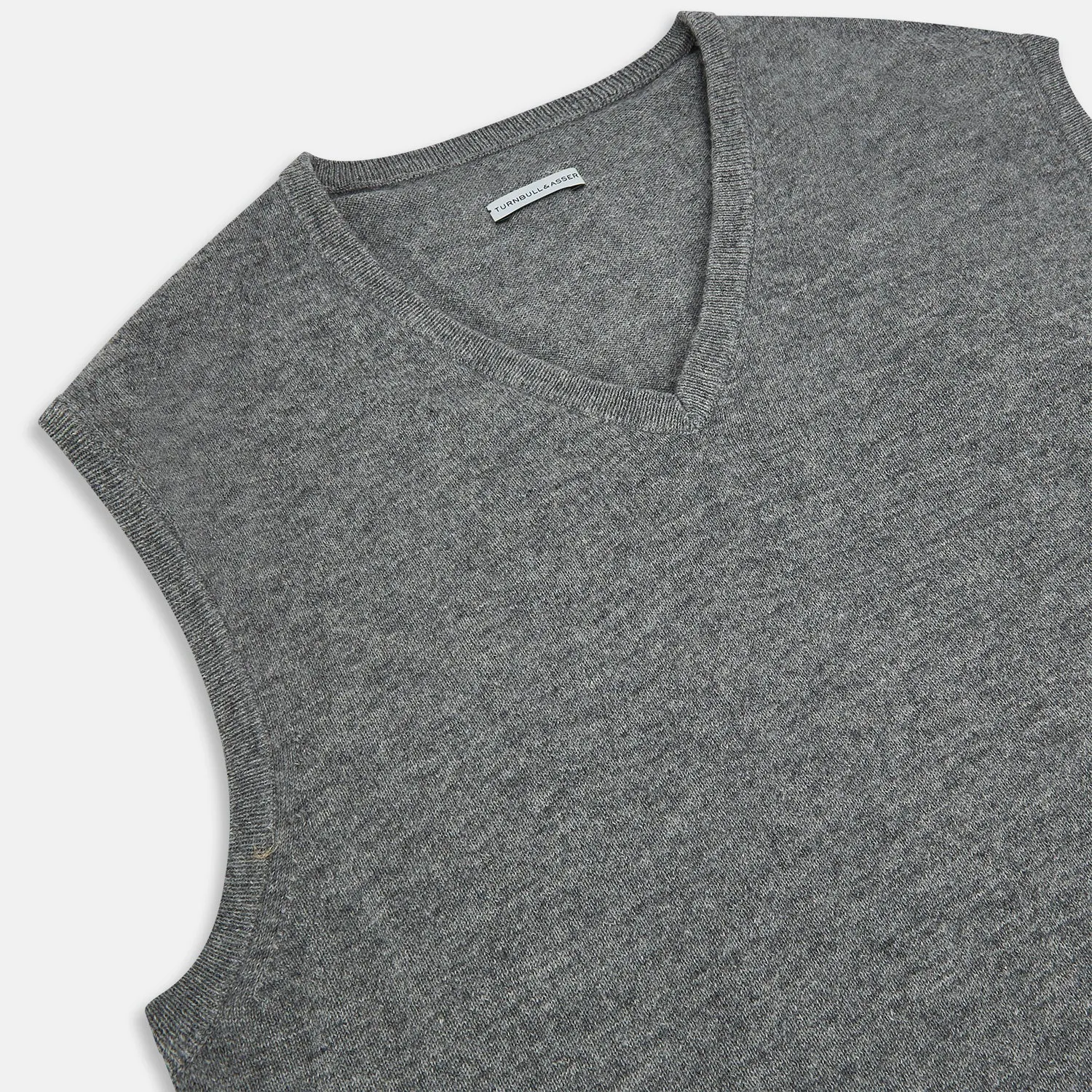 Grey Melange V-neck Cashmere Vest sold by Turnbull & Asser product image thumbnail 2