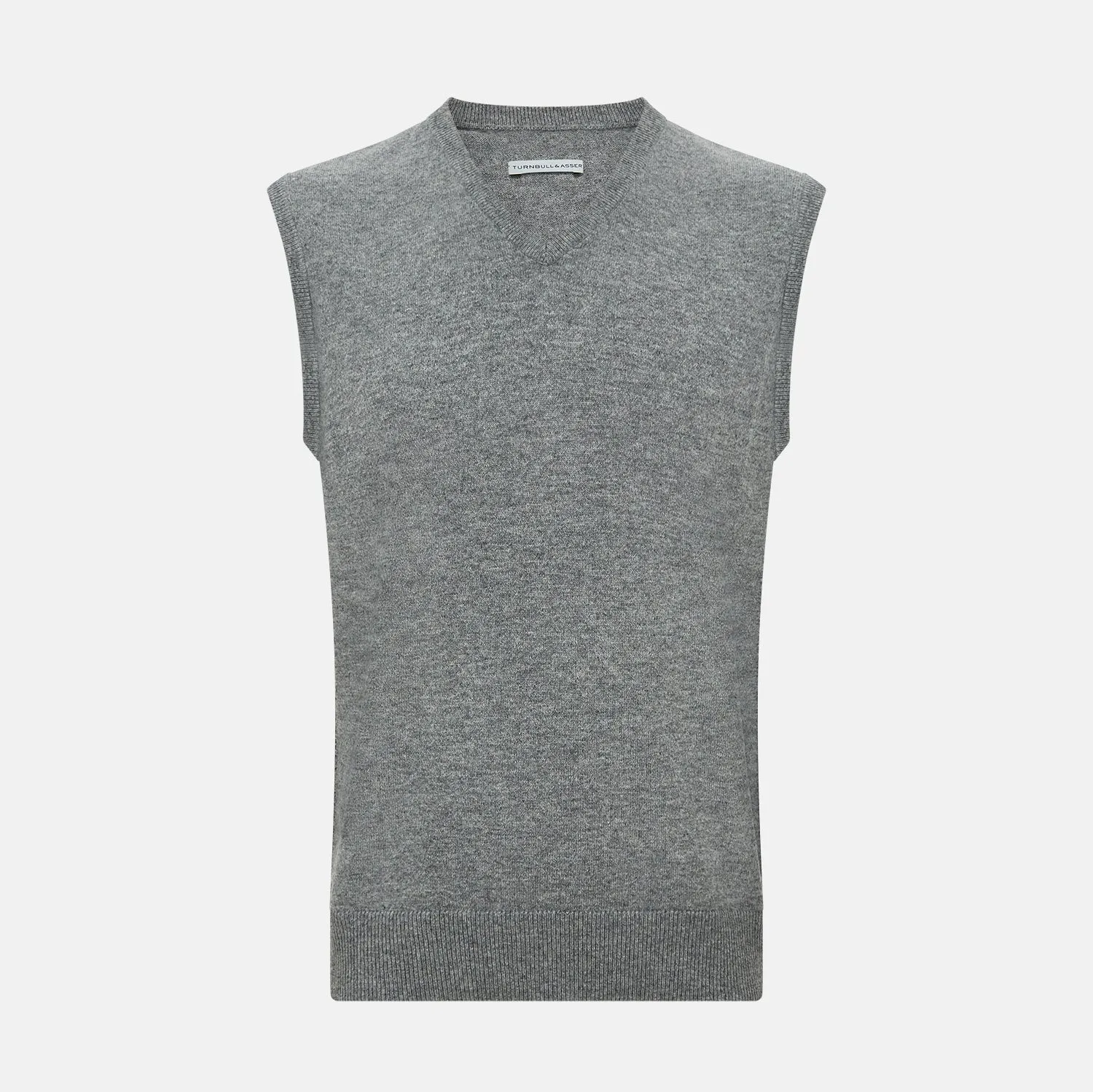 Grey Melange V-neck Cashmere Vest sold by Turnbull & Asser