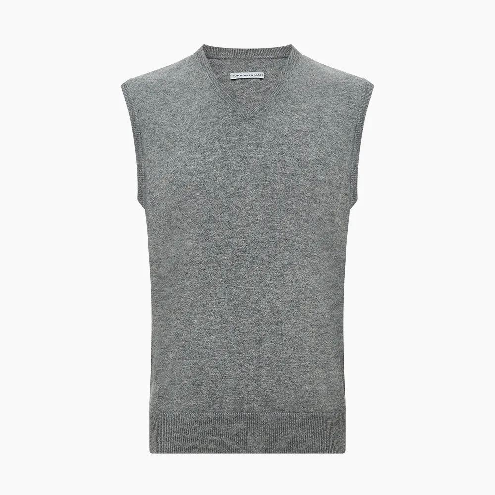 Grey Melange V-neck Cashmere Vest sold by Turnbull & Asser product image thumbnail 4