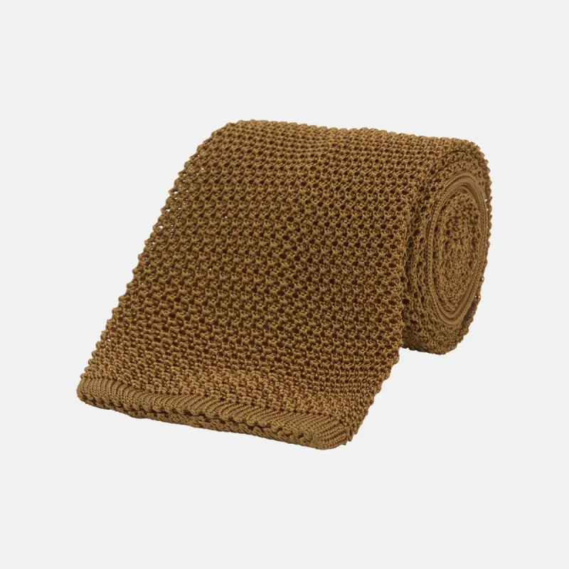 Gold Knitted Silk Tie sold by Turnbull & Asser