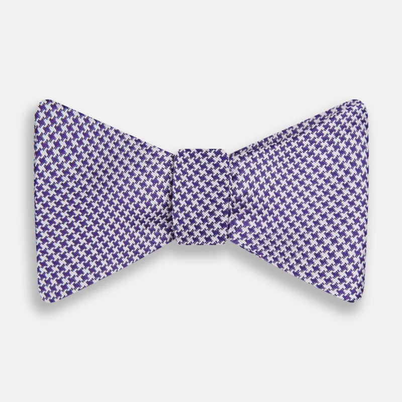 Purple and White Hounstooth Silk Bow Tie sold by Turnbull & Asser
