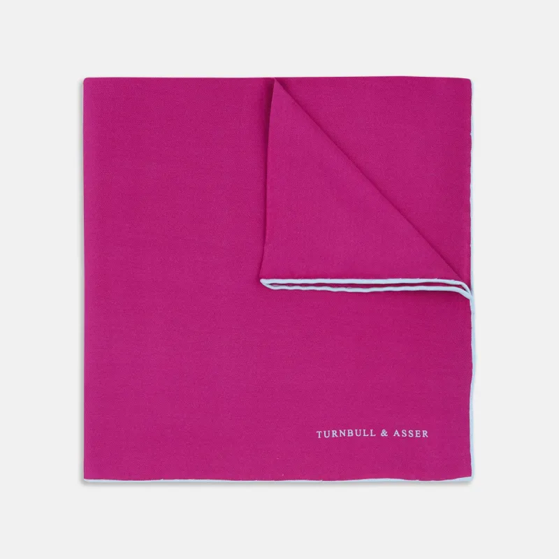 Fuchsia and White Piped Silk Pocket Square sold by Turnbull & Asser
