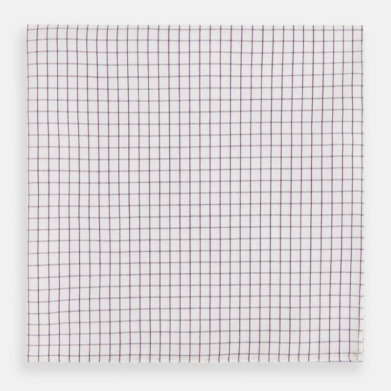 Hand Rolled Purple Graph Check Handkerchief sold by Turnbull & Asser