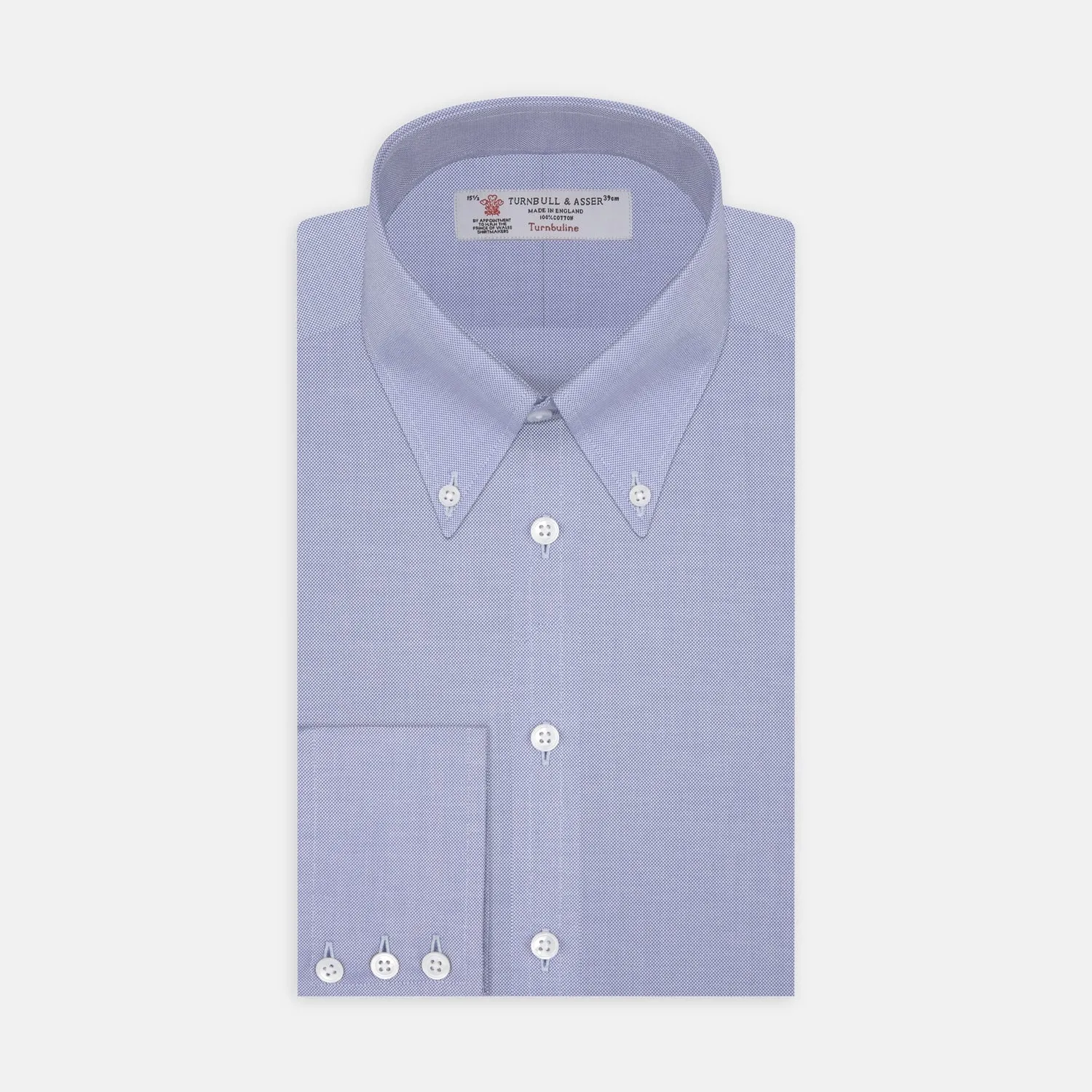Blue Royal Oxford Cotton Shirt with Button-Down Collar and 3-Button Cuffs sold by Turnbull & Asser