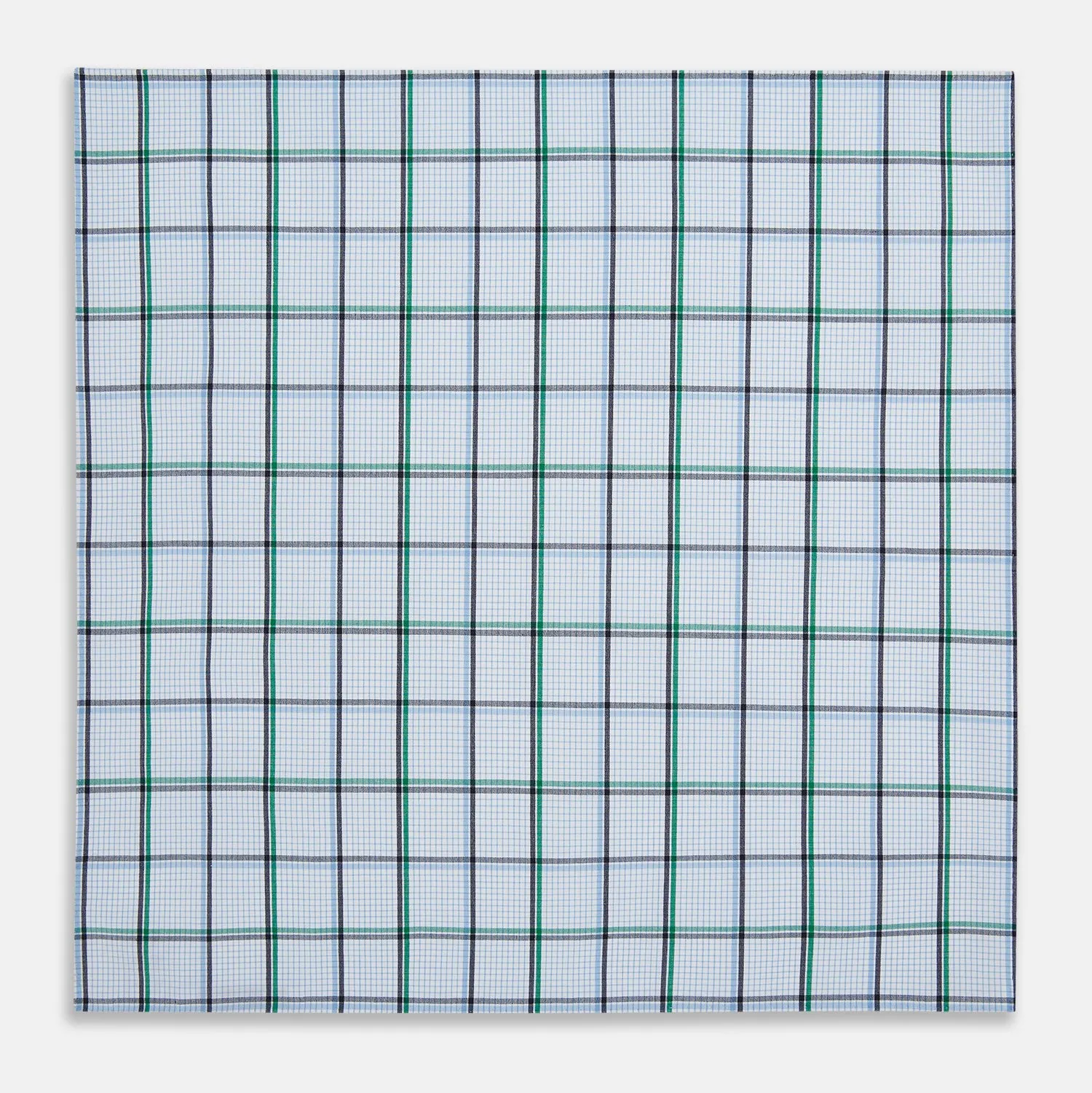 Hand Rolled Blue and Green Tattersall Check Handkerchief sold by Turnbull & Asser product image thumbnail 3