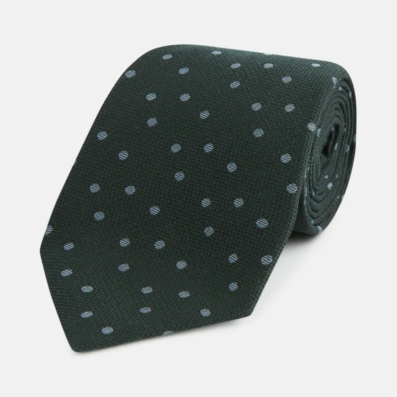 Pale Blue and Green Micro Dot Silk Blend Tie sold by Turnbull & Asser