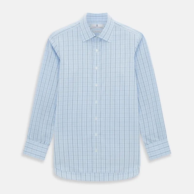Navy and Blue Combination Check Mayfair Shirt sold by Turnbull & Asser