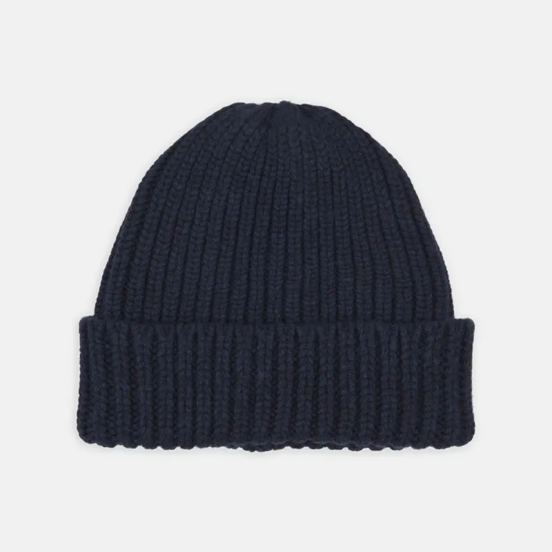 Navy Ribbed Cashmere Hat sold by Turnbull & Asser
