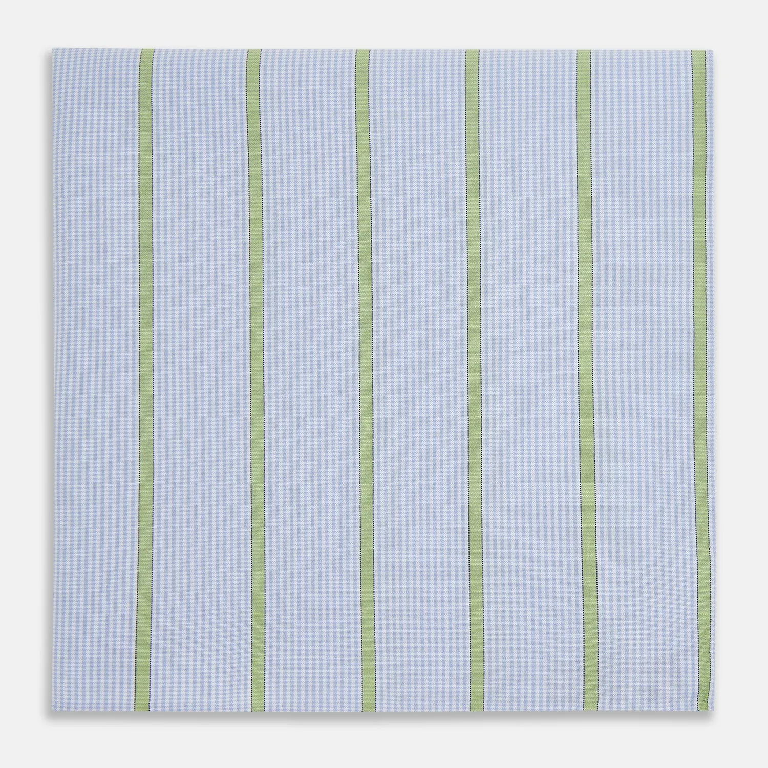 Hand Rolled Light Green Track Stripe Handkerchief sold by Turnbull & Asser