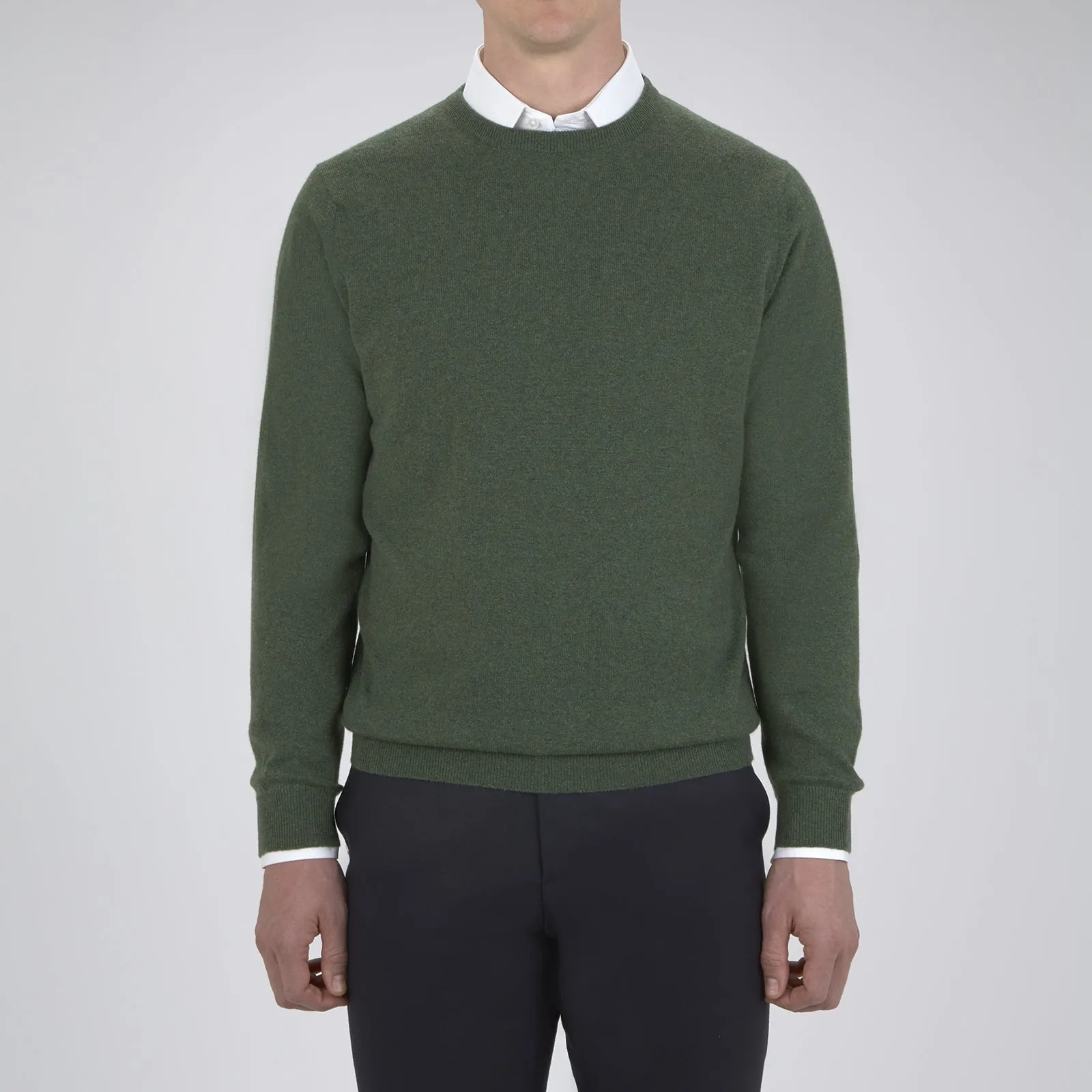 Green Crew Neck Cashmere Jumper sold by Turnbull & Asser product image thumbnail 2